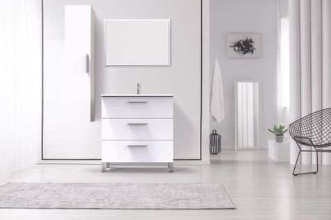 Meuble De Salle De Bain à Poser Pallas - 80cm - Blanc - Mélaminé