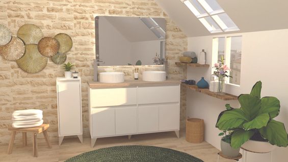 Colonne De Rangement De Salle De Bain à Poser Ona - L30cm - Blanc - Mélaminé - Livré En Kit