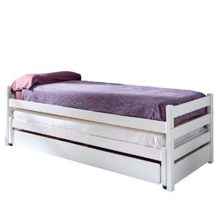 Lit Gigogne Triple En Bois Blanc 90x200 Cm