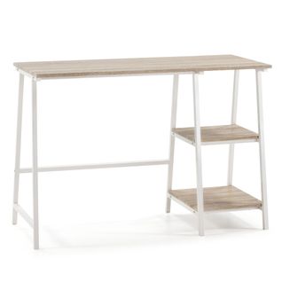Bureau Lisboa Blanc, Table Pour PC, Style Industriel, 105 Cm Longueur