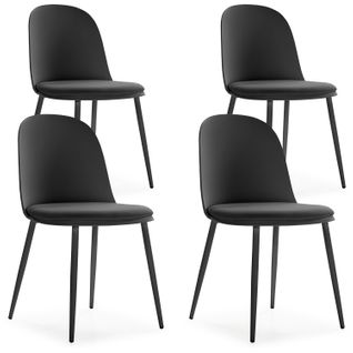 Lot De 4 Chaises Kana Noir, Pieds En Métal Et Assise Rembourrée