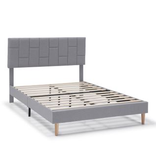 Cadre De Lit Plateforme Sorni Capitonné 30 Cm, 140x190 Cm, Gris Clair