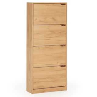 Meuble à Chaussures Angel 4 Portes Couleur Chêne Clair, Pour 24 Paires