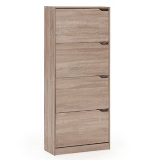 Meuble à Chaussures Angel 4 Portes Couleur Chêne, Pour 24 Paires
