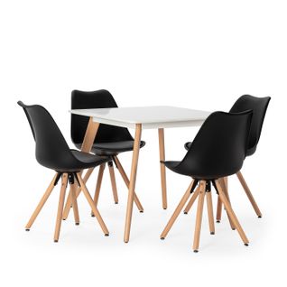 Ensemble Table 80x80 Cm Et 4 Chaises De Salle à Manger Jeff Noires