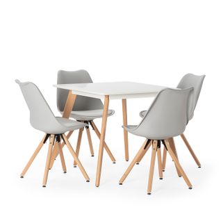 Ensemble Table 80x80 Cm Et 4 Chaises De Salle à Manger Jeff Grises