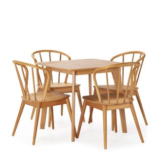 Ensemble Table 80x80 Cm Et 4 Chaises De Salle à Manger Brisa Chêne