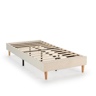 Sommier déco Niebla 90x190 Cm Imitation Tissu Mouton Beige