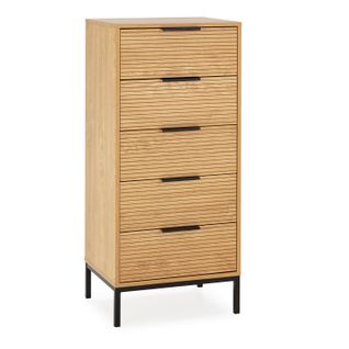 Commode Haute Monica 5 Tiroirs Couleur Bois