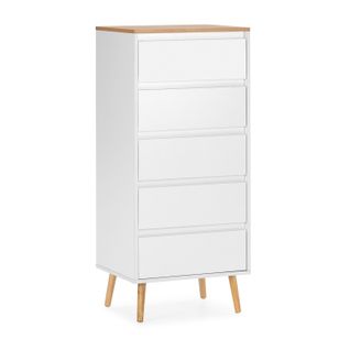 Commode Haute Desi 5 Tiroirs Couleur Blanc