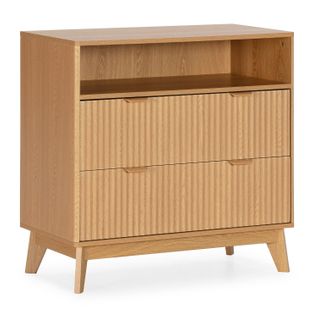 Commode Oporto 2 Tiroirs 1 Étagère Effet Chêne