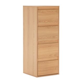 Commode Haute Tori 4 Tiroirs Effet Chêne