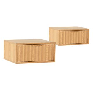 Ensemble 2 Tables De Chevet Flottantes Lluvia 1 Tiroir Effet Chêne