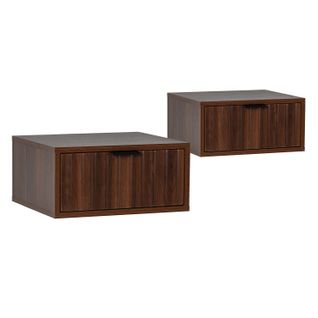 Ensemble 2 Tables De Chevet Flottantes Lluvia 1 Tiroir Couleur Noyer