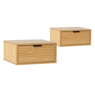 Ensemble 2 Tables De Chevet Flottantes Mónica 1 Tiroir Effet Chêne