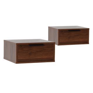 Ensemble 2 Tables De Chevet Flottantes Auri 1 Tiroir Couleur Noyer