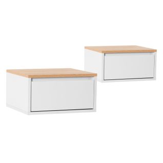 Ensemble 2 Tables De Chevet Flottantes Desi 1 Tiroir Couleur Blanc/chêne