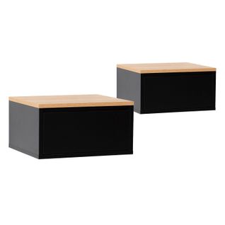 Ensemble 2 Tables De Chevet Flottantes Desi 1 Tiroir Couleur Noir/chêne