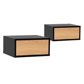 Ensemble 2 Tables De Chevet Flottantes Apolo 1 Tiroir Couleur Noir