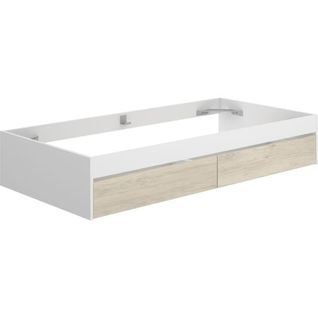 Structure De Lit - Lago - 2 Tiroirs - 90 X 190 Cm - Blanc / Chene