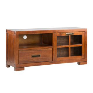 Meuble TV En Bois Massif Marron 130x60