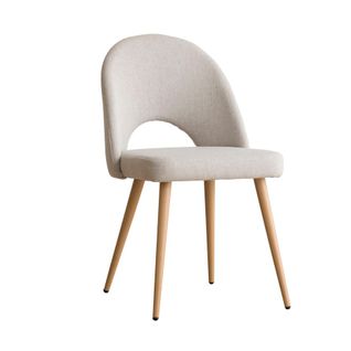 Chaise Rembourrée En Tissu Et Bois Beige (609) 52x85