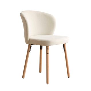 Chaise Rembourrée En Tissu Et Bois Blanc 53x82