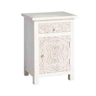 Table De Chevet En Bois Massif Blanc 50x70