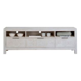 Meuble TV En Bois Massif Blanc 173x62