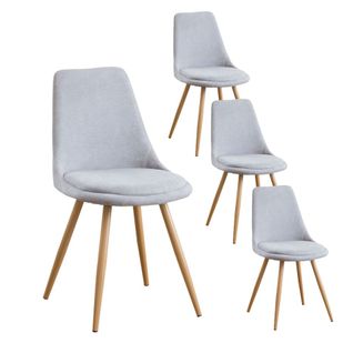 Pack De 4 Chaises En Tissu Et Bois Gris 47x87