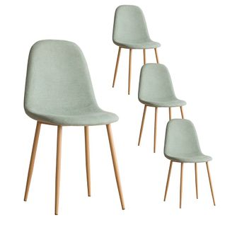 Pack De 4 Chaises En Tissu Et Bois Bleu Aigue-marine 44x88