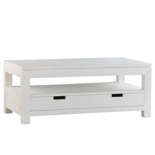 Table Basse Avec Plateau Relevable En Bois Massif Blanc 110x45