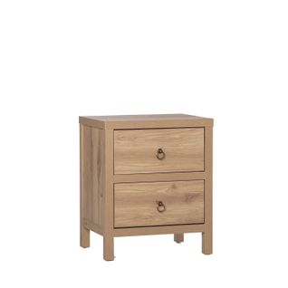 Table De Chevet 2 Tiroirs En Bois Naturel 50x60cm