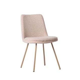 Chaise De Salle à Manger En Bouclé Rose Nude 46x83cm