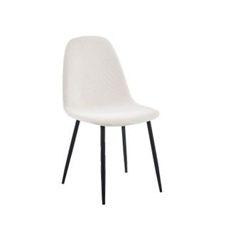 Chaise De Salle à Manger En Rembourrage En Microvelours Blanc Ivoire 44x84cm