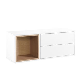 Table Console Flottant En Laqué Naturel-blanc 90x35cm