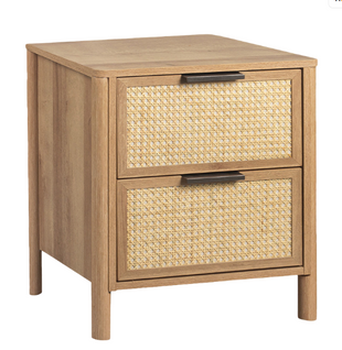 Table De Chevet 2 Tiroirs En Rotin Naturel Naturel 47x55cm