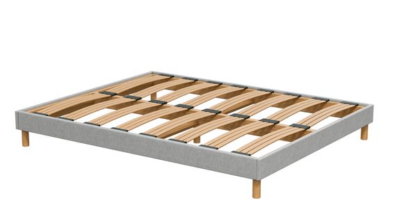 Sommier à Latte 140x190 Cm - Bois Épicéa - Technologie Tri-lattes - Gris Clair