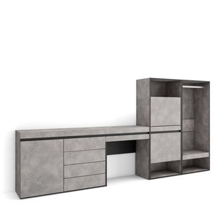 Meuble à Chaussures, 297x35x145cm., Gris Ciment