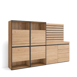 Meuble à Chaussures, 227x35x145cm, Chêne