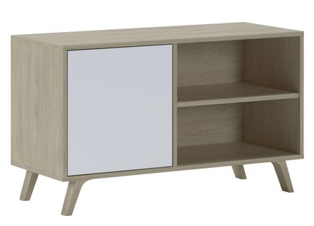 Meuble TV Porte Gauche, 95x40x57cm, Chêne Et Blanc