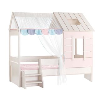 Lit Enfant Cabane En Aggloméré Rose 90x200cm