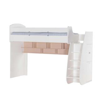 Lit Superposé Avec Bureau + Tiroir Aggloméré Blanc 182,7x252x107,8 Cm