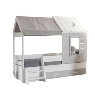 Lit Cabane Blanc Avec Tiroir De Rangement 90x200cm
