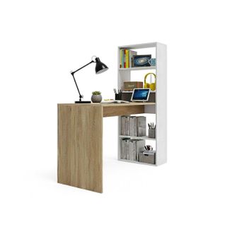 Bureau Cosmique Avec Étagères En Chêne Artik Blanc Chêne Canadien 120 X 144 Cm