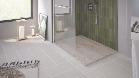 Receveur De Douche  Nola 3 - 90x120x3 - Résine - Nature Bois - Bonde - Découpable