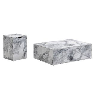 Table Basse Moderne Brillante Avec Éclairage LED Et 2 Tiroirs – Élégante Table D'appoint 90x55x41cm