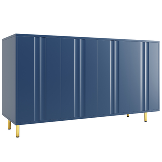 Buffet Design Bleu Marine 4 Étagères Et 2 Portes Battantes 140×40×85,9cm Gocrits Blue
