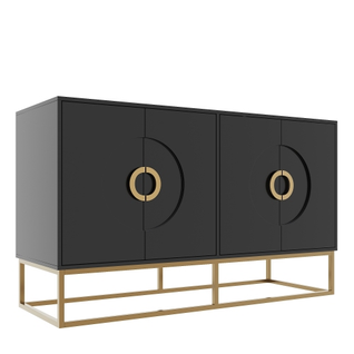 Buffet Noir Moderne Avec Poignées Et Structure Dorées Uvviks Black