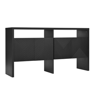 Buffet Noir Moderne Avec 4 Portes Texturées Et 2 Niches Ouverts Vostets